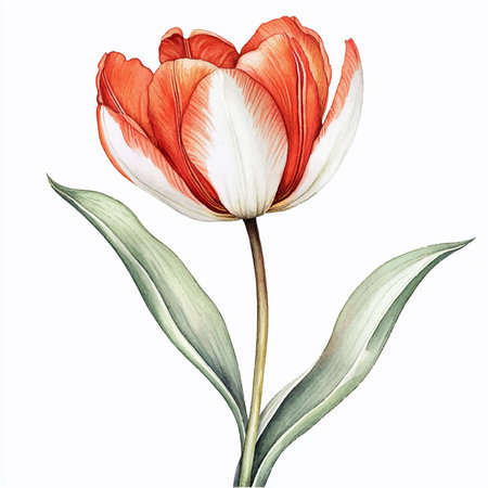 Tulip. Hand drawn watercolor illustration. Isolated on white background.のイラスト素材