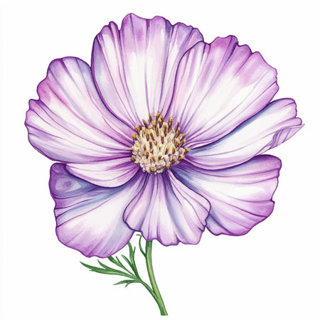 Cosmos flower, isolated on white background. Watercolor illustration.のイラスト素材