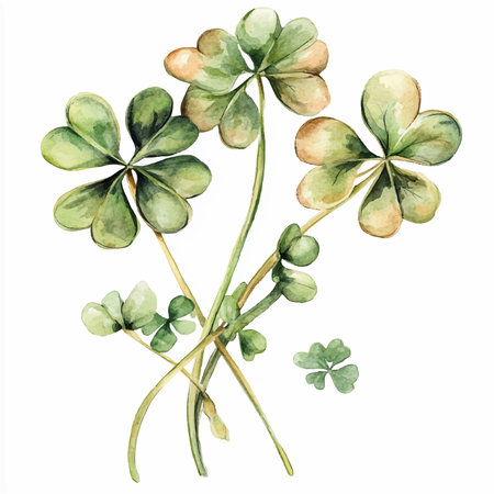 Watercolor green clover. Hand painted illustration isolated on white backgroundのイラスト素材