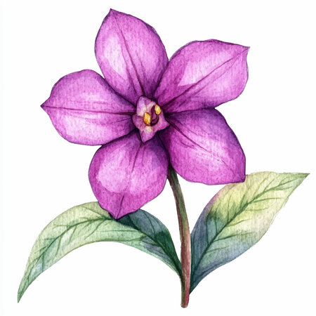 Beautiful vector image with nice watercolor hand drawn purple violetsのイラスト素材