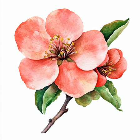 Cherry blossom. Watercolor illustration. Isolated on white background.のイラスト素材