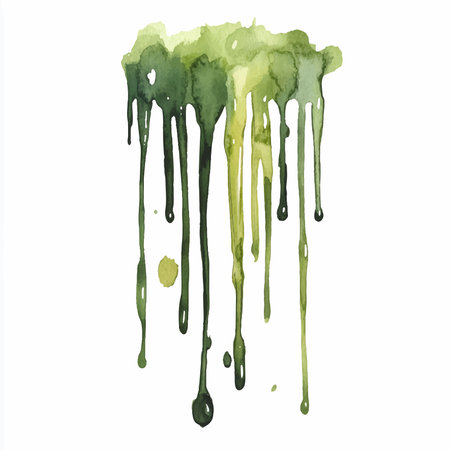 Watercolor green paint splashes isolated on white background. Vector illustration.のイラスト素材