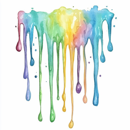 Rainbow paint drips isolated on white background. Vector illustration.のイラスト素材