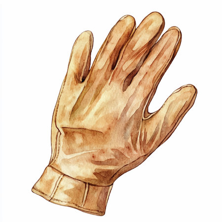 Watercolor illustration of a pair of leather gloves on a white backgroundのイラスト素材