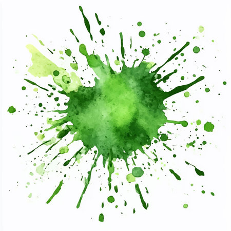 Abstract green watercolor paint splashes isolated on white background. Vector illustration.のイラスト素材