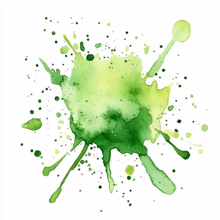Abstract green watercolor splashes on white background. Vector illustration.のイラスト素材