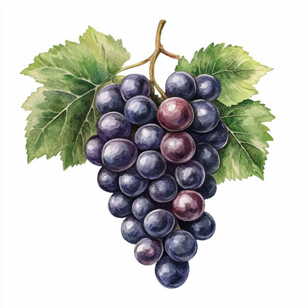 Grapes. Hand drawn watercolor illustration isolated on white backgroundのイラスト素材