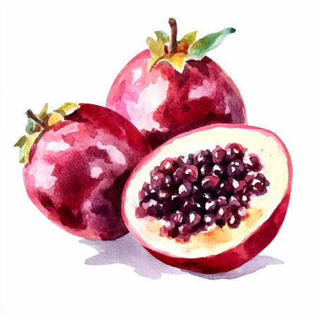 Watercolor pomegranate isolated on white background. Hand drawn illustrationのイラスト素材