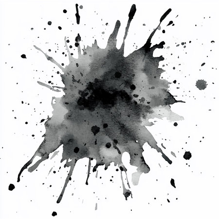 Watercolor splashes. Grunge background. Black and whiteのイラスト素材