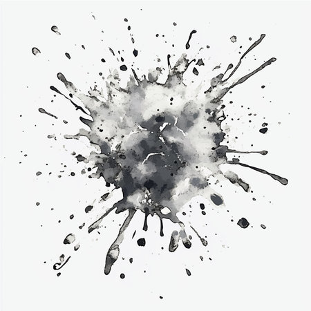 Watercolor splashes. Black and white grunge background. Abstract vector illustration.のイラスト素材