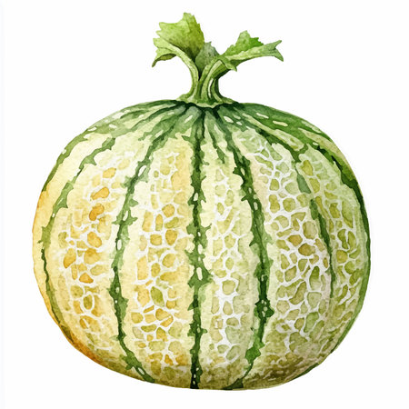 Watercolor melon isolated on white background. Hand drawn illustration.のイラスト素材