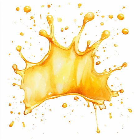 Orange juice splash isolated on white background. Vector watercolor illustration.のイラスト素材