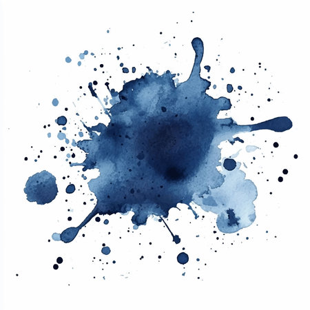 Abstract blue watercolor splash on white background. Watercolor hand drawn illustrationのイラスト素材