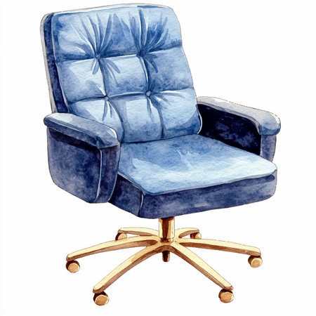 blue armchair isolated on white background, watercolor hand drawn illustrationのイラスト素材