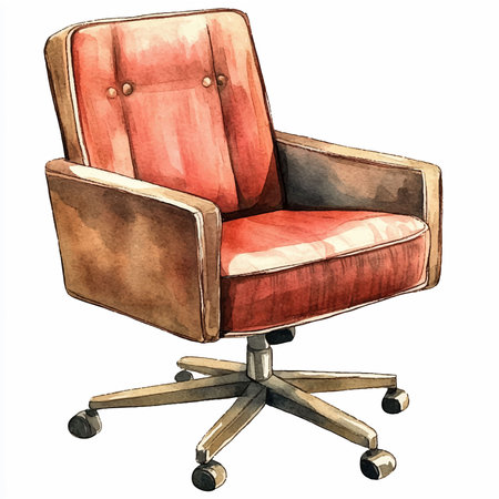 Hand drawn vintage office chair isolated on white background. Vector illustration.のイラスト素材