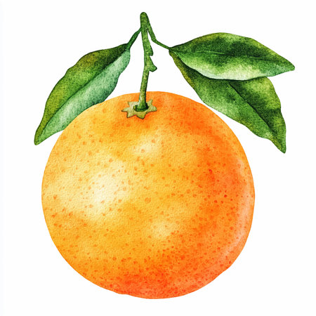 Watercolor orange on a white background. Hand-drawn illustration.のイラスト素材