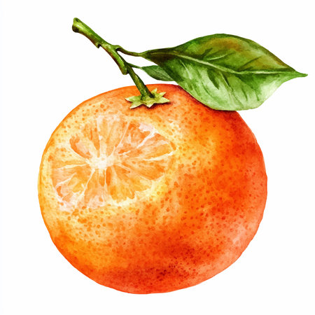Watercolor tangerine. Hand drawn illustration on white background.のイラスト素材