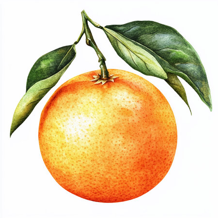 Watercolor illustration of a tangerine on a white background.のイラスト素材