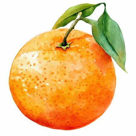 Watercolor tangerine on white background. Hand drawn illustration.のイラスト素材