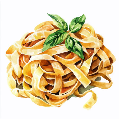 Italian pasta. Hand drawn watercolor illustration on a white background.のイラスト素材