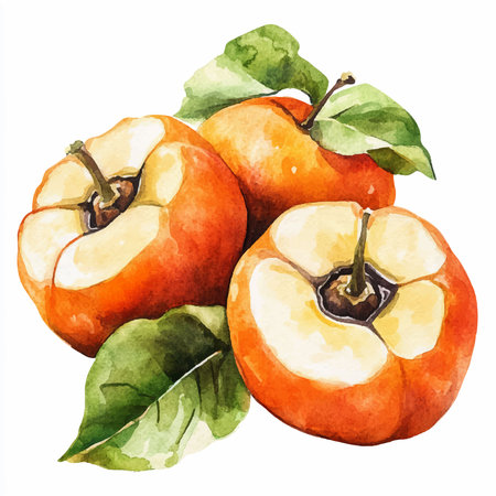 Watercolor apples on a white background. Hand drawn vector illustration.のイラスト素材