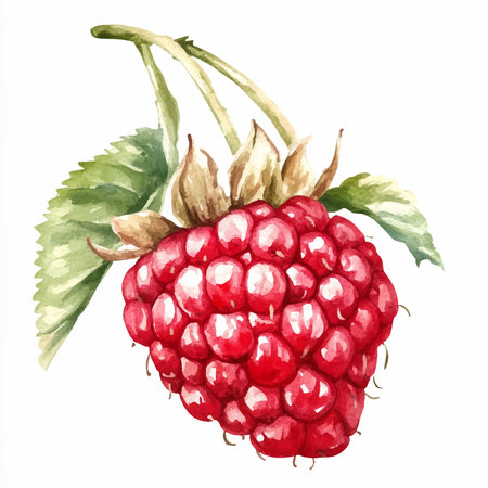 Raspberry. Hand drawn watercolor illustration isolated on white background.