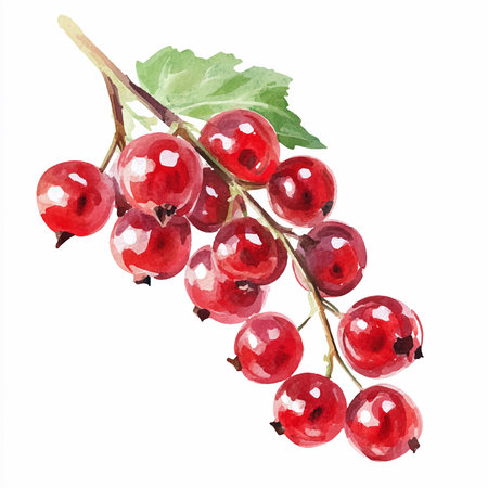 Red currant berries isolated on white background. Watercolor illustration.のイラスト素材