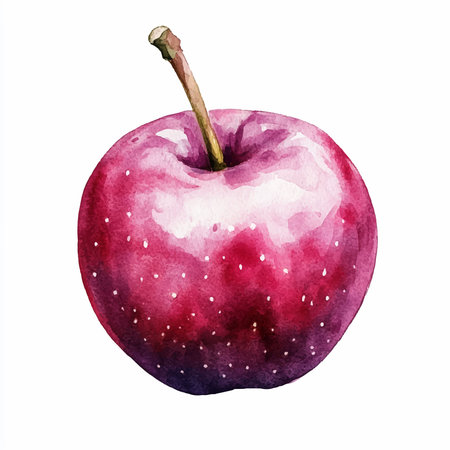 Watercolor illustration of red apple. Isolated on white background.のイラスト素材