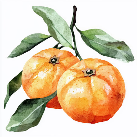 Watercolor tangerine on a white background. Vector illustration.のイラスト素材