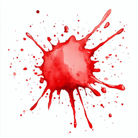 Red watercolor splashes on a white background. Vector illustration.のイラスト素材
