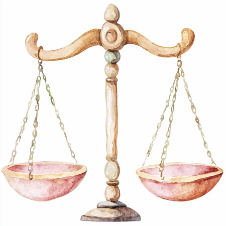 Watercolor scales of justice. Hand drawn illustration isolated on white backgroundのイラスト素材
