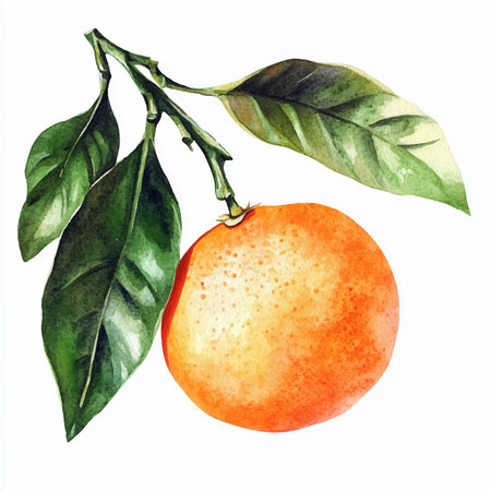 Hand drawn watercolor illustration of orange. Isolated on white background.のイラスト素材