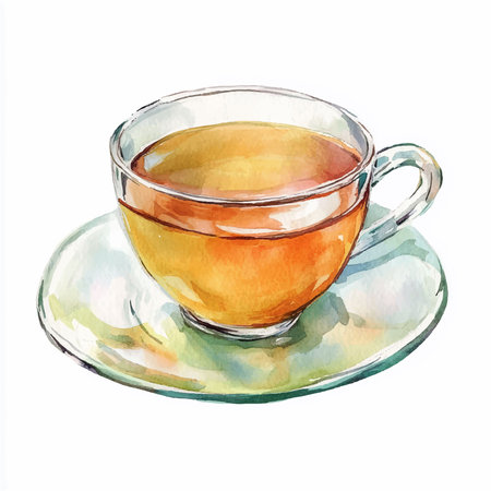 Cup of tea. Watercolor hand drawn illustration isolated on white backgroundのイラスト素材