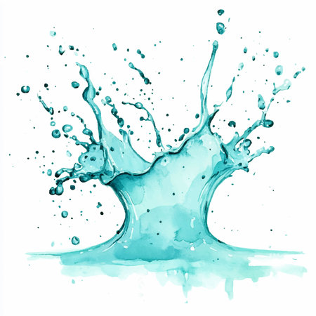 blue water splash isolated on white background. Watercolor paint splashing.のイラスト素材