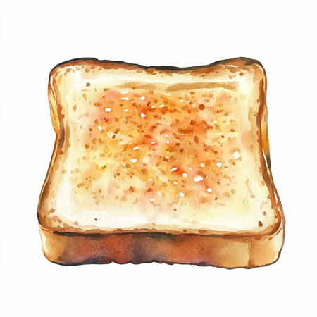 Sliced toast isolated on white background. Watercolor hand drawn illustrationのイラスト素材