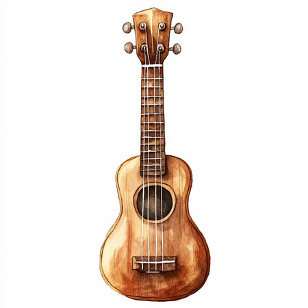ukulele isolated on white background. Hand drawn watercolor illustrationのイラスト素材