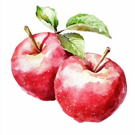 Watercolor illustration of red apples. Isolated on white background.のイラスト素材