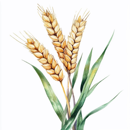 Watercolor wheat ears isolated on white background. Hand drawn illustration.のイラスト素材