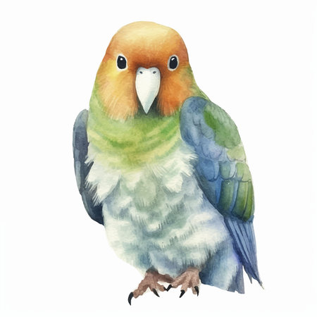 Watercolor parrot isolated on white background. Hand drawn illustration.