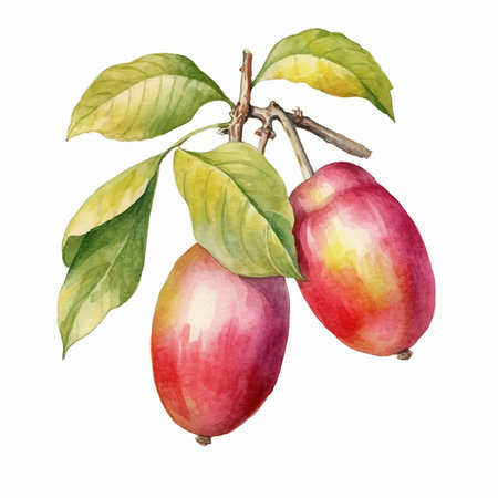 Cacao fruit. Hand drawn watercolor illustration on white backgroundのイラスト素材