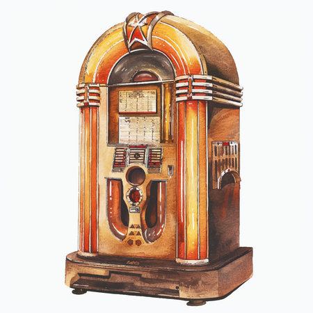 Vintage slot machine. Hand drawn watercolor illustration isolated on white background
