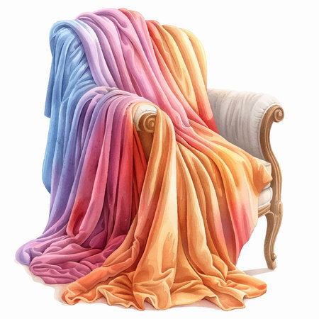 Armchair with a colored scarf on a white background. 3d renderingのイラスト素材
