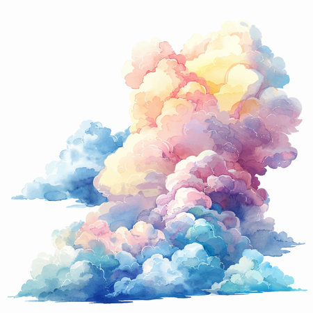 Colorful clouds on a white background. Watercolor illustration for your designのイラスト素材