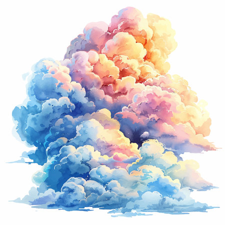 Colorful watercolor cloud on a white background. Vector illustration.のイラスト素材