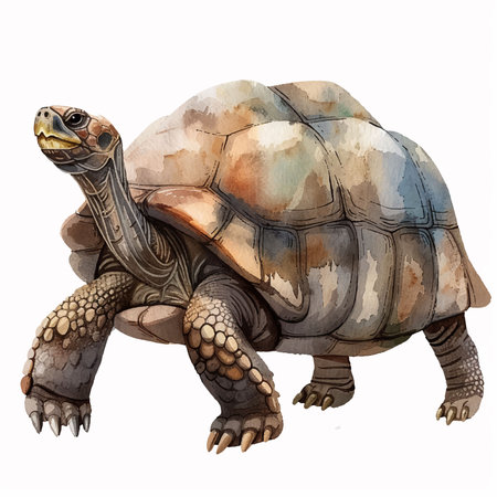 Turtle. Watercolor illustration. Isolated on white background.のイラスト素材