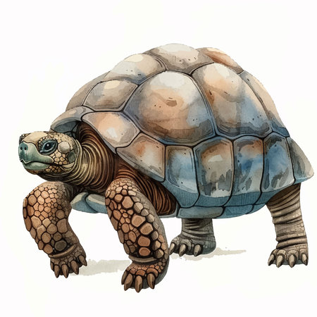 Tortoise isolated on white background. Watercolor hand drawn illustrationのイラスト素材