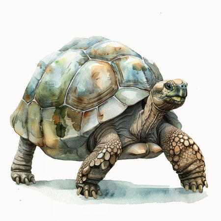 watercolor drawing of a tortoise on a white background, isolatedのイラスト素材