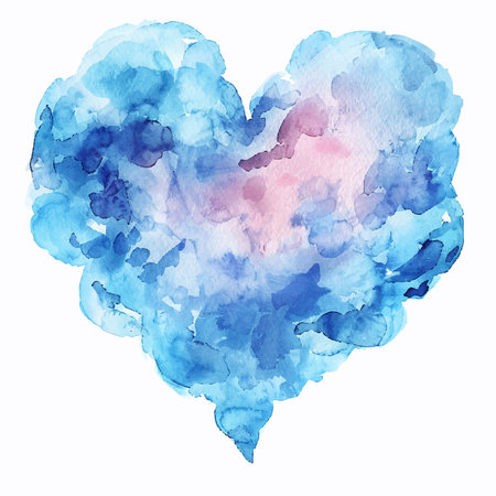 Watercolor blue heart on a white background. Illustration for your design.のイラスト素材