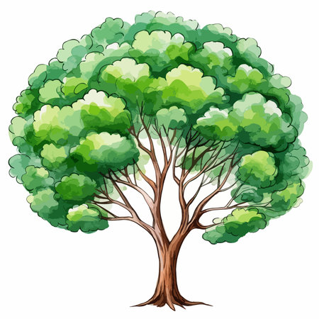 Illustration of a green tree on a white backgrounのイラスト素材