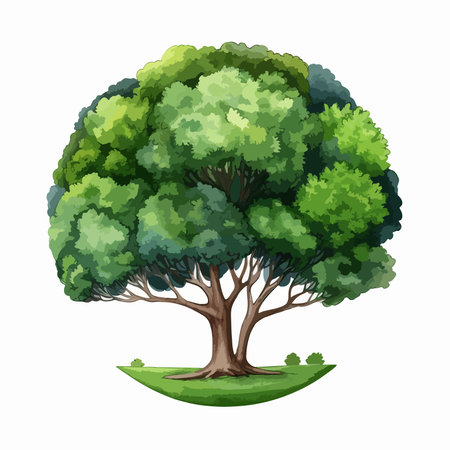 Big green tree isolated on white background. Vector illustration. EPS 10のイラスト素材